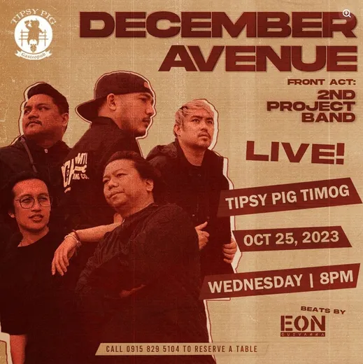 Poster: December Avenue at Tipsy Pig Timog